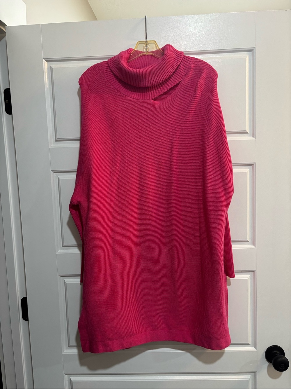 Ribbed Cowl Neck Sweater - Pink